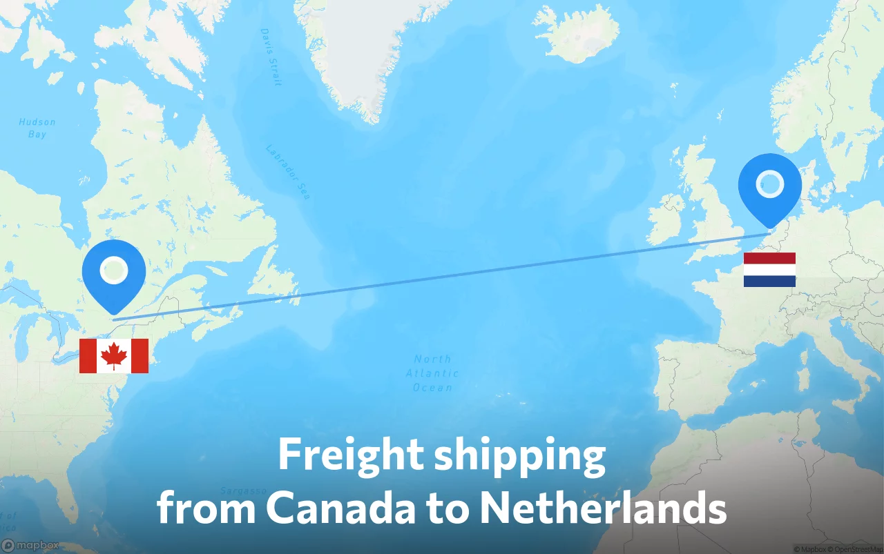 Shipping route from Canada to Netherlands