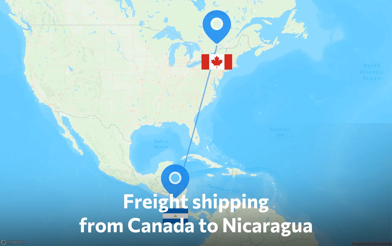 Shipping route from Canada to Nicaragua