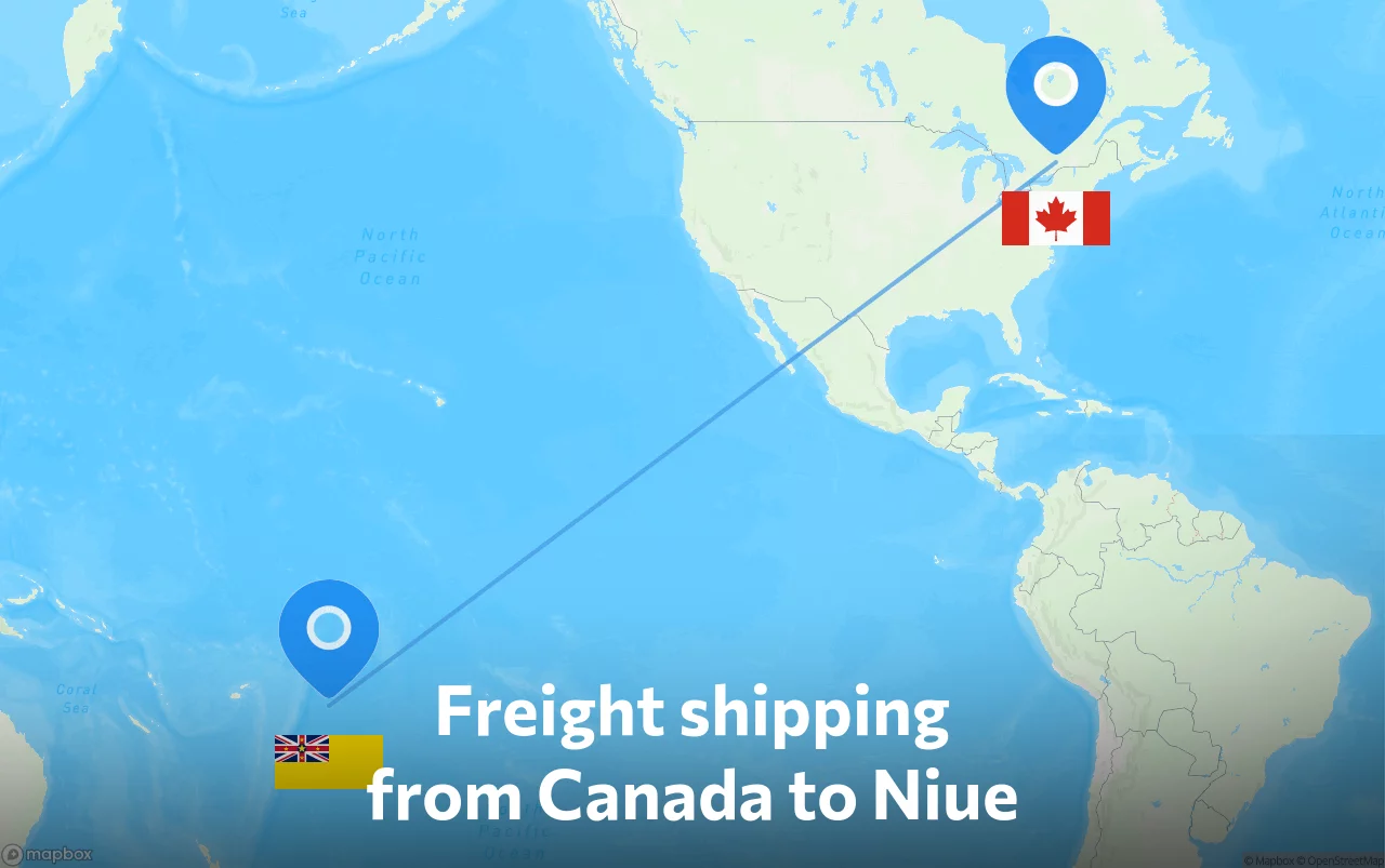 Shipping route from Canada to Niue