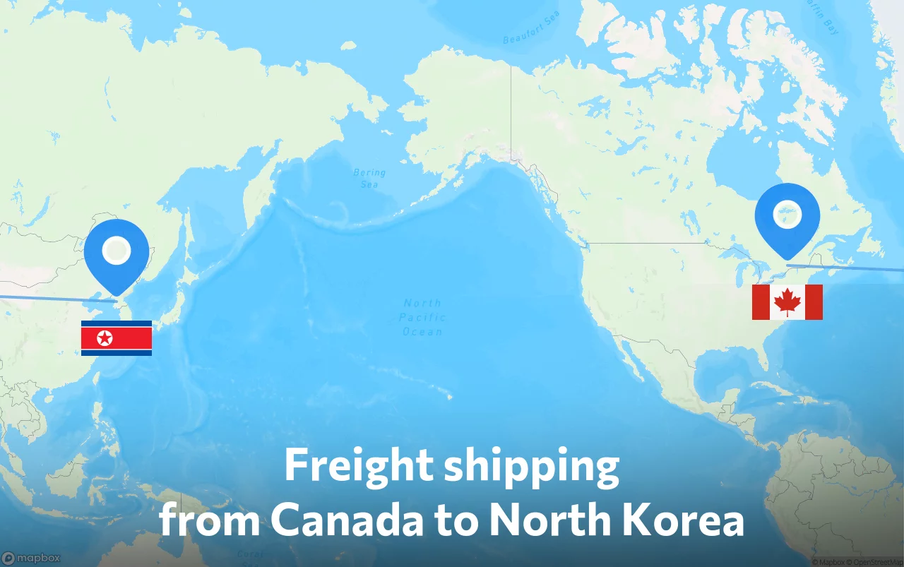 Shipping route from Canada to North Korea
