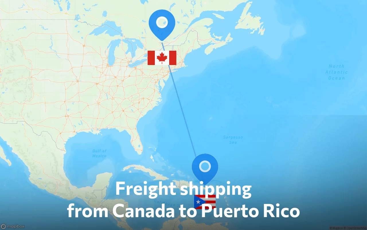 Shipping route from Canada to Puerto Rico