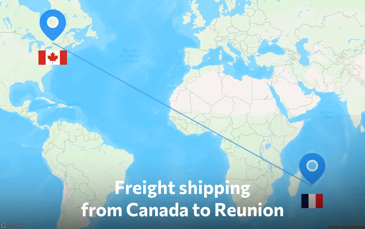 Shipping route from Canada to Reunion