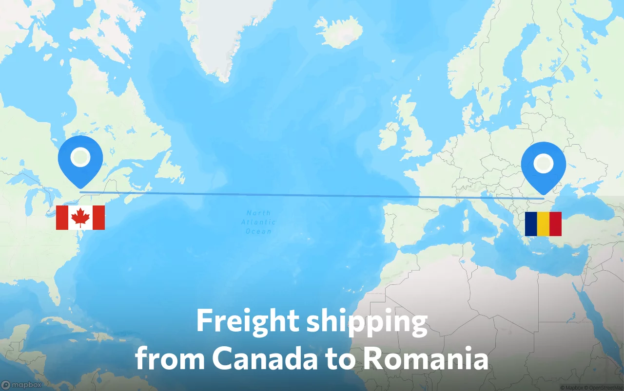 Shipping route from Canada to Romania