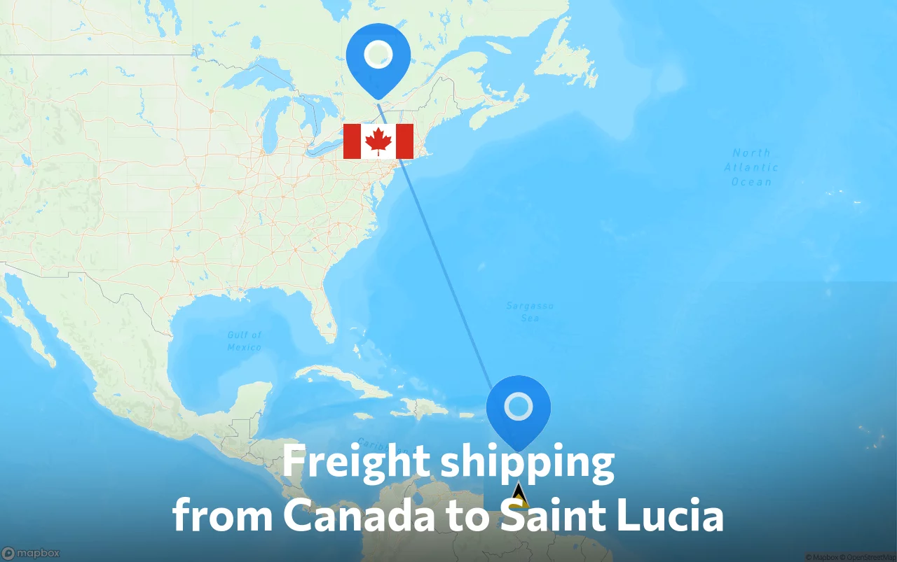 Shipping route from Canada to Saint Lucia