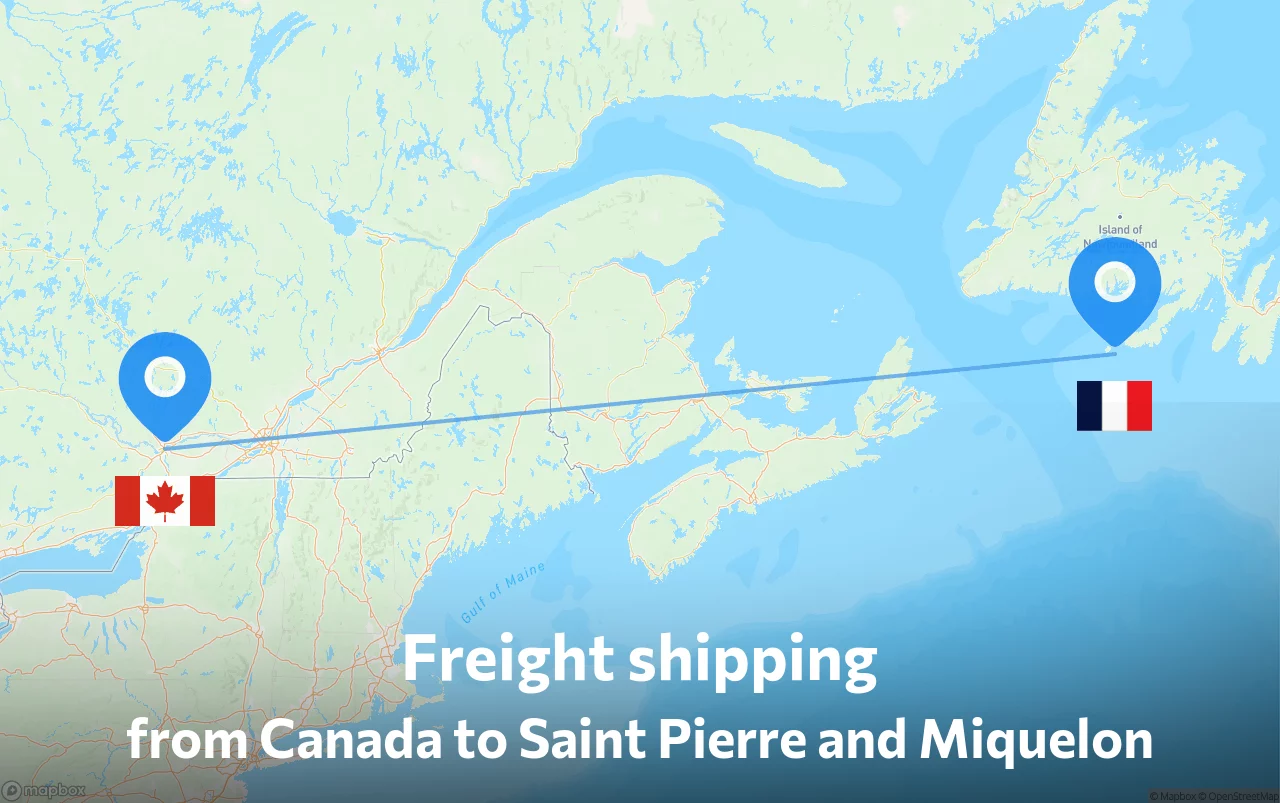 Shipping route from Canada to Saint Pierre and Miquelon