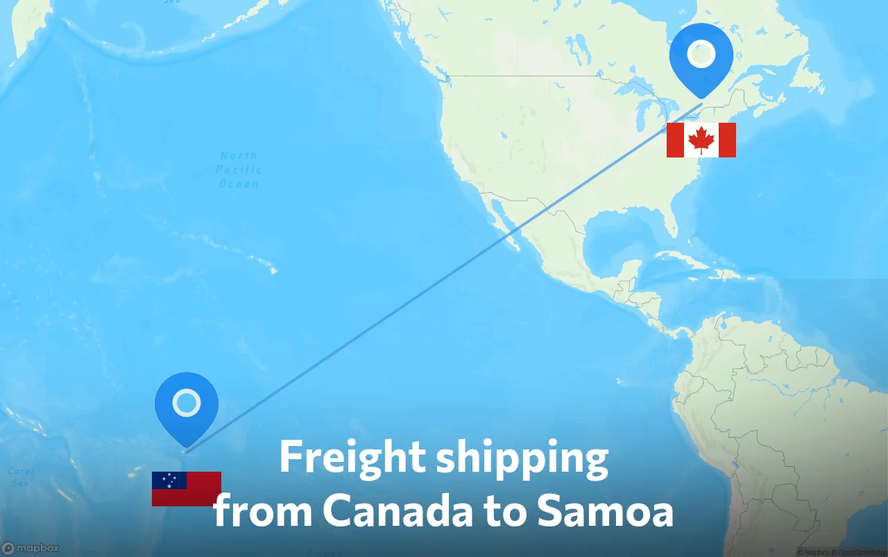 Shipping route from Canada to Samoa