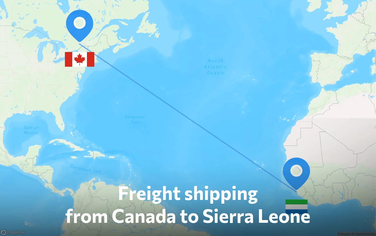 Shipping route from Canada to Sierra Leone