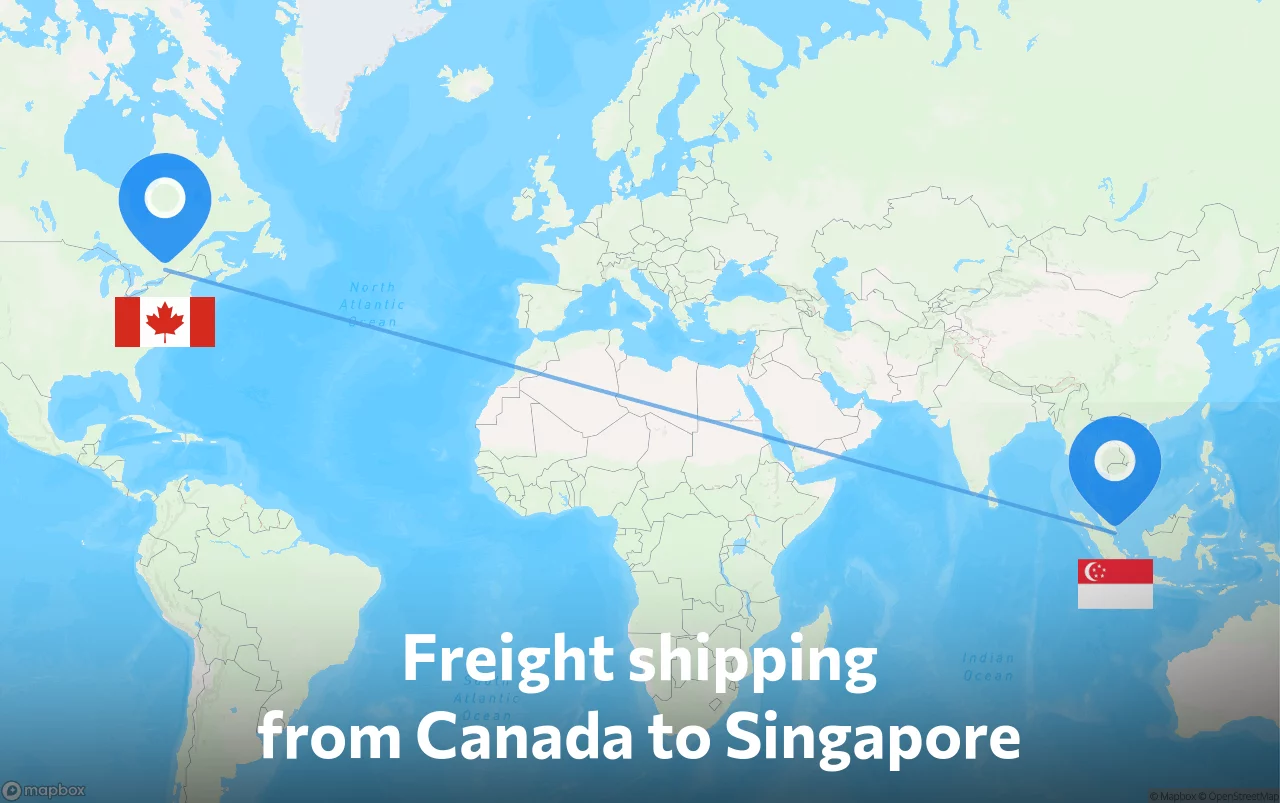 Shipping route from Canada to Singapore