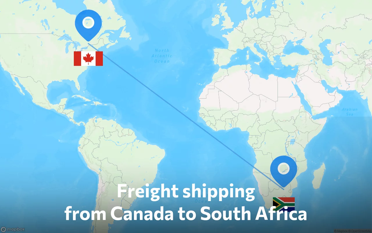 Shipping route from Canada to South Africa
