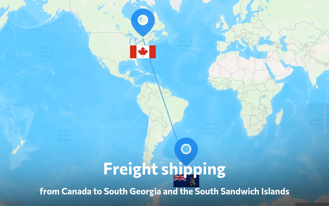 Shipping route from Canada to South Georgia and the South Sandwich Islands