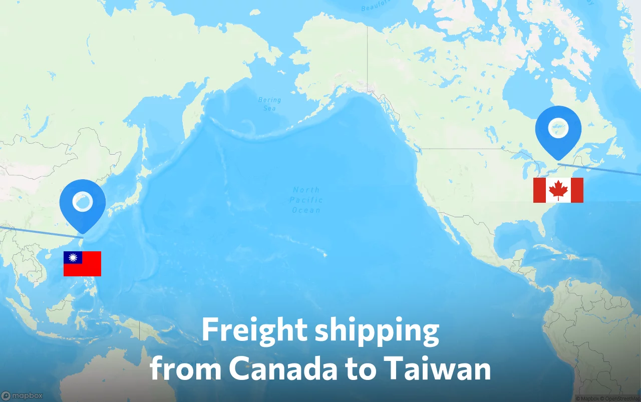 Shipping route from Canada to Taiwan