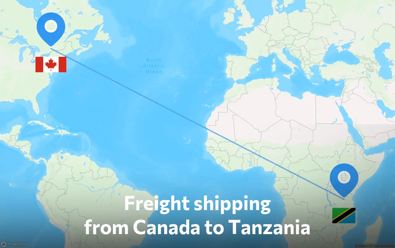 Shipping route from Canada to Tanzania