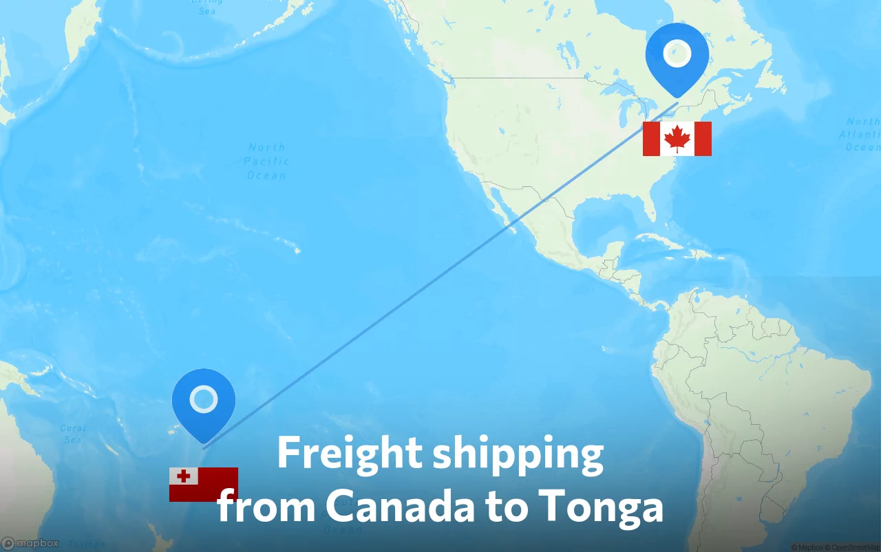 Shipping route from Canada to Tonga