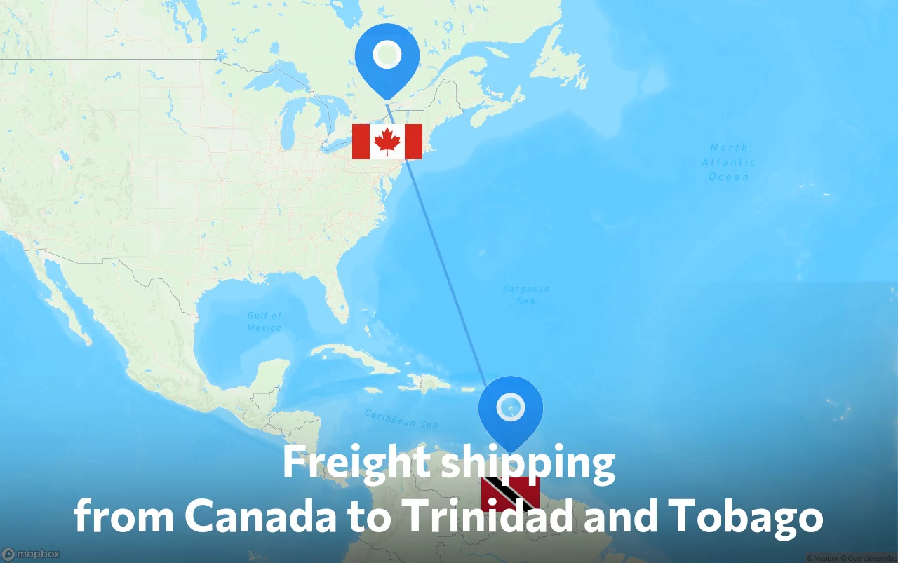 Shipping route from Canada to Trinidad and Tobago