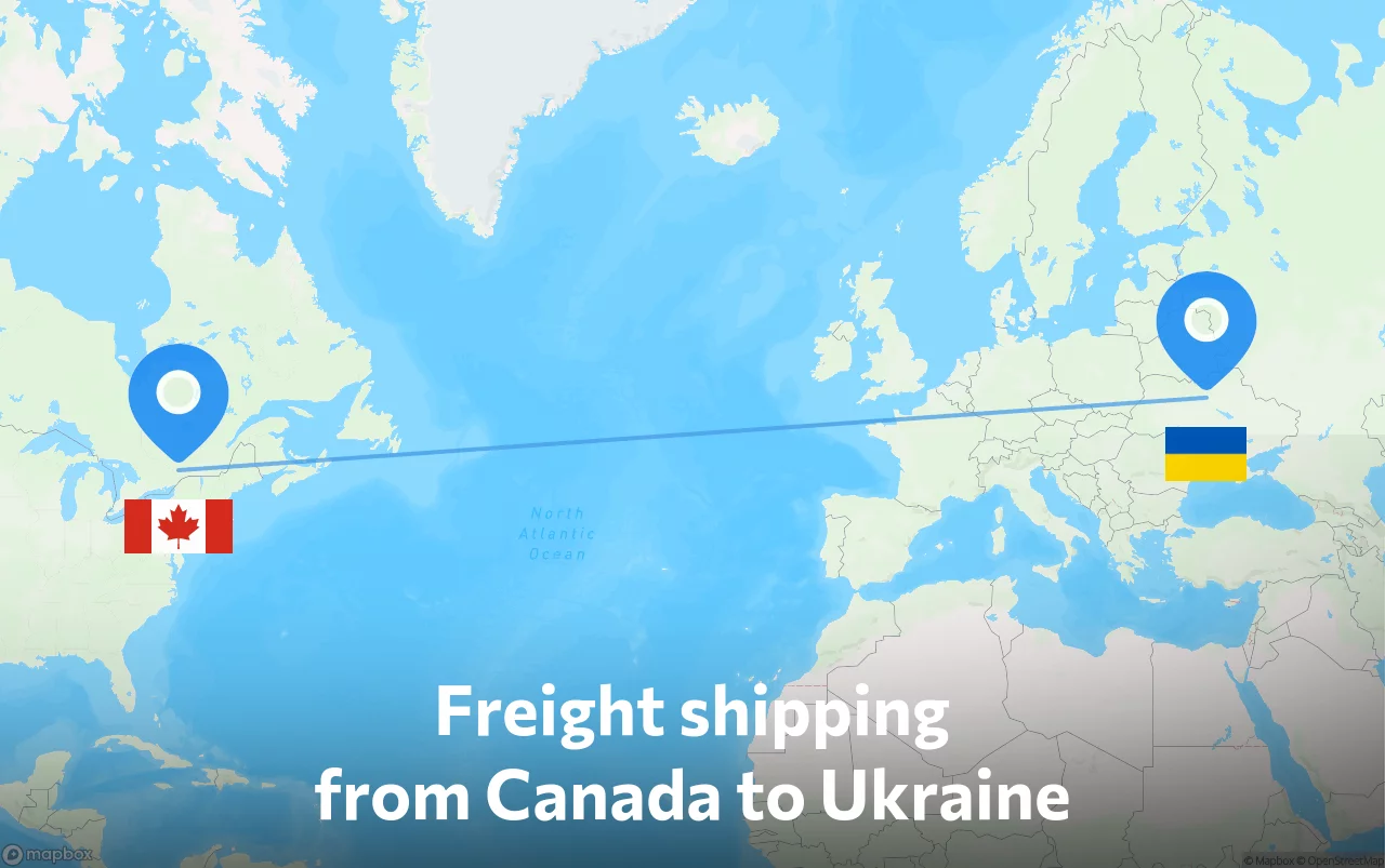 Shipping route from Canada to Ukraine