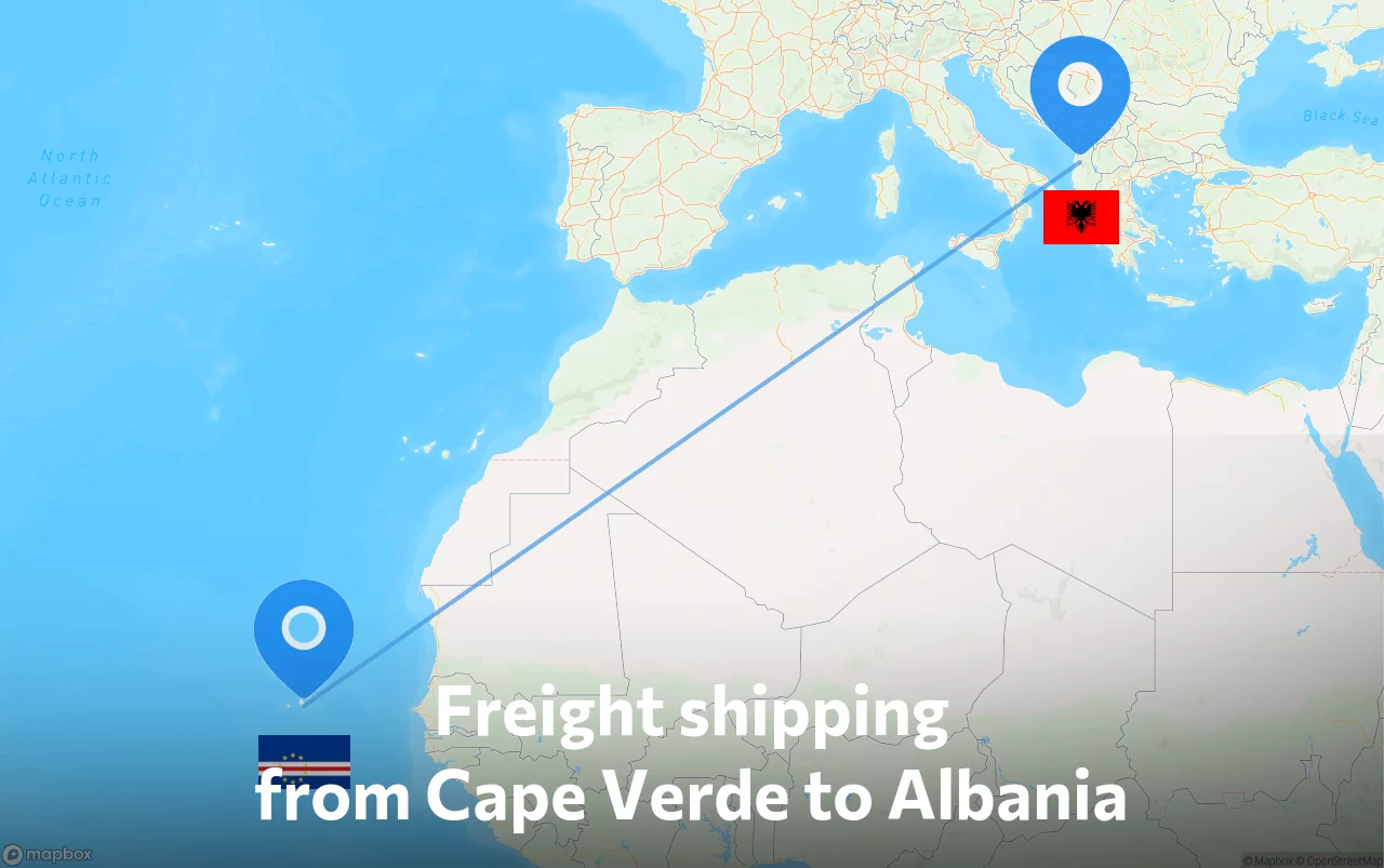 Shipping route from Cape Verde to Albania