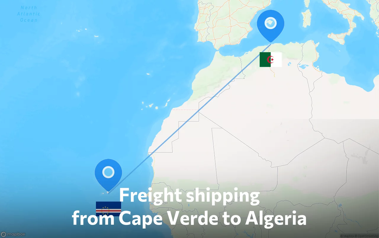 Shipping route from Cape Verde to Algeria