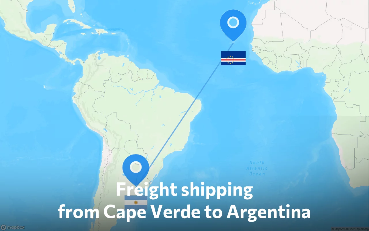 Shipping route from Cape Verde to Argentina