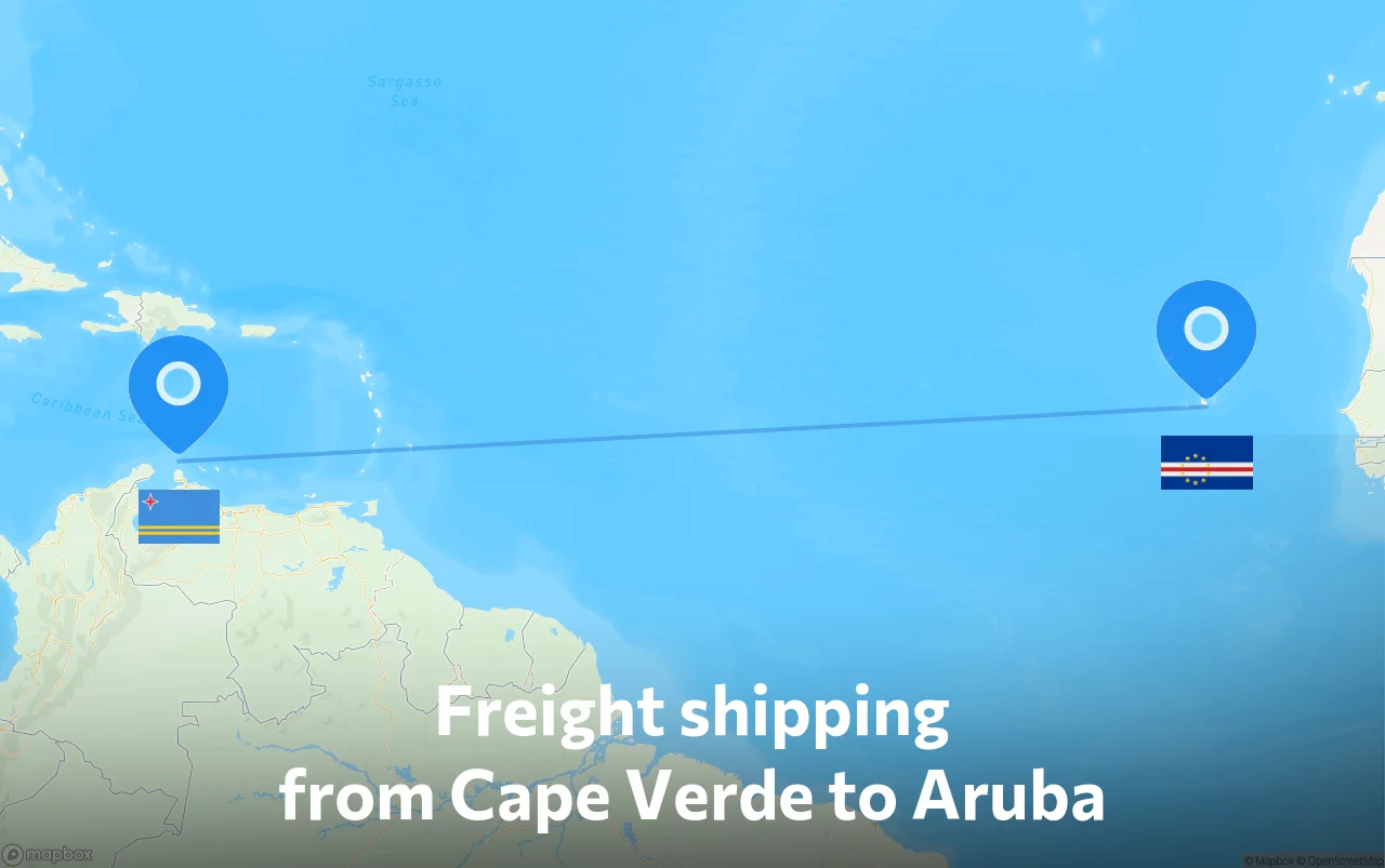 Shipping route from Cape Verde to Aruba