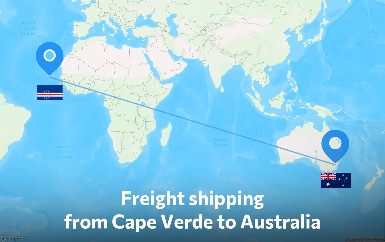 Shipping route from Cape Verde to Australia