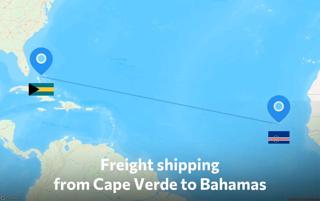 Shipping route from Cape Verde to Bahamas