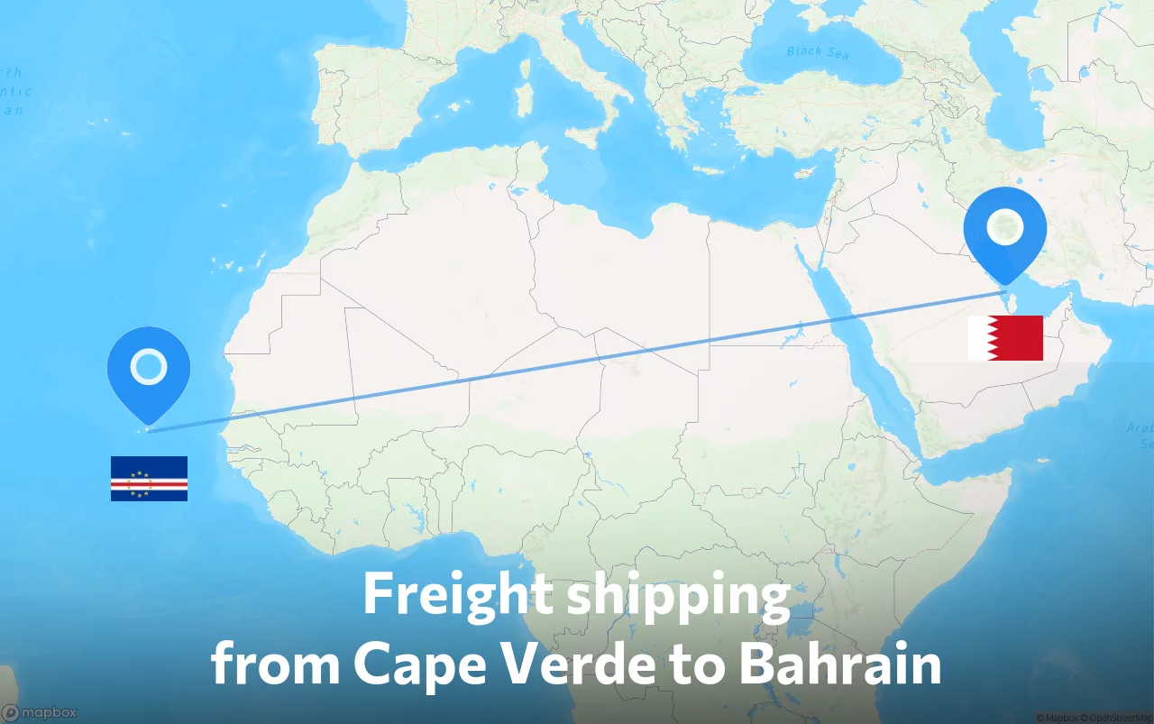 Shipping route from Cape Verde to Bahrain