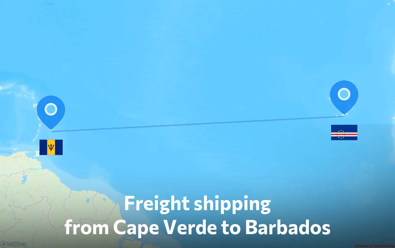 Shipping route from Cape Verde to Barbados