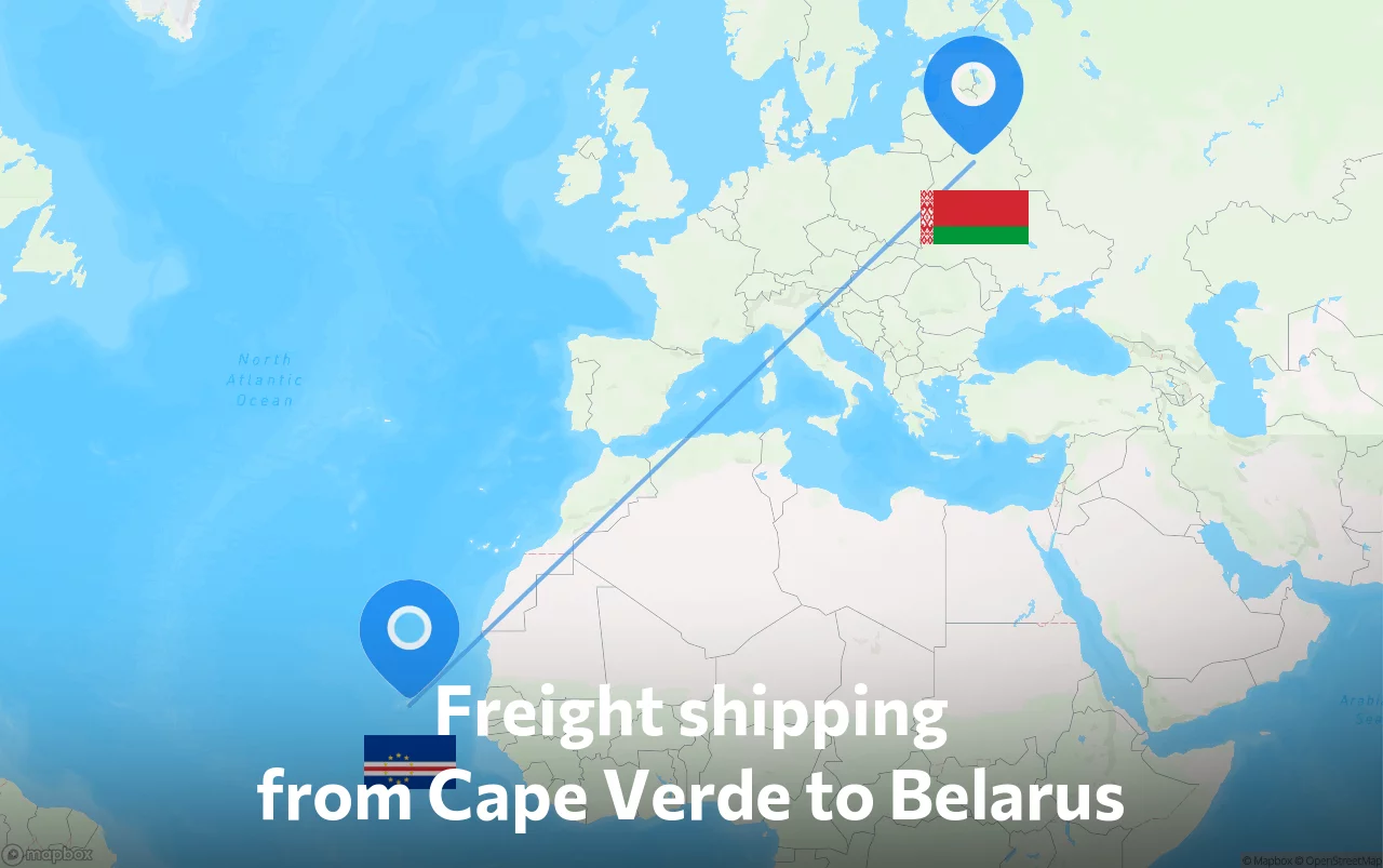 Shipping route from Cape Verde to Belarus