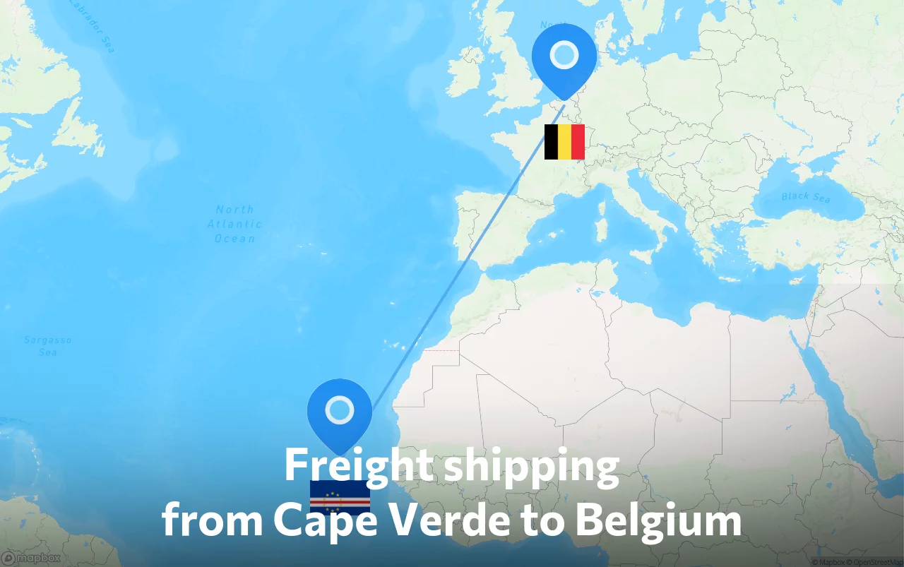 Shipping route from Cape Verde to Belgium