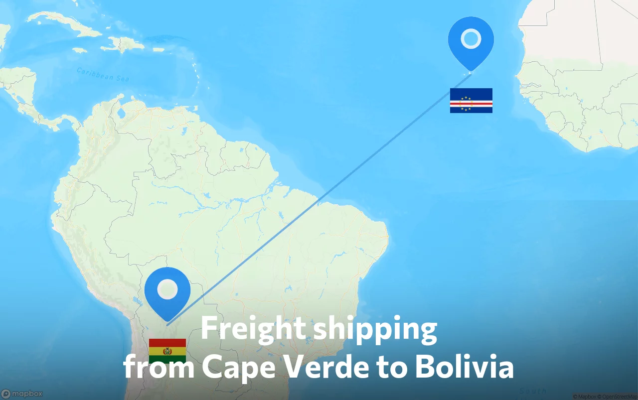 Shipping route from Cape Verde to Bolivia