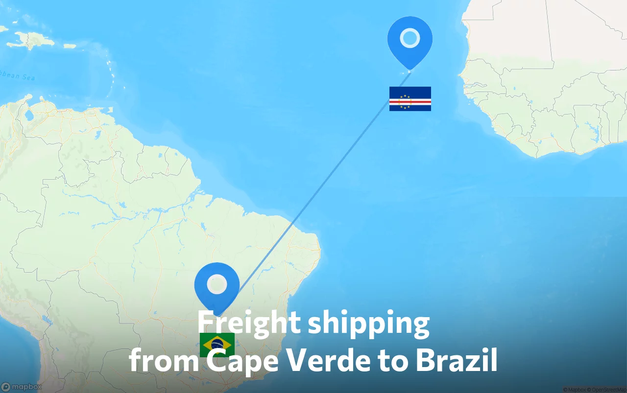 Shipping route from Cape Verde to Brazil