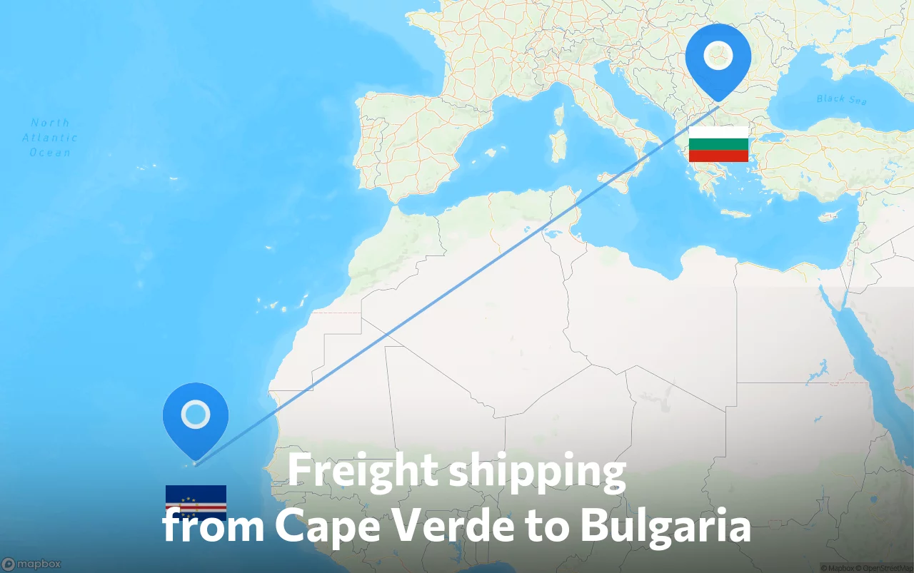 Shipping route from Cape Verde to Bulgaria