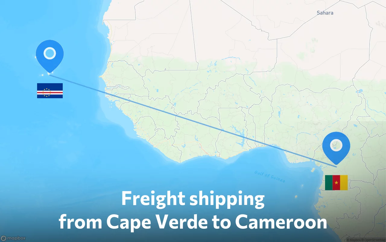Shipping route from Cape Verde to Cameroon