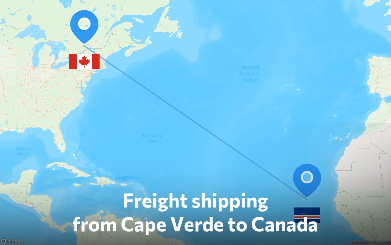 Shipping route from Cape Verde to Canada