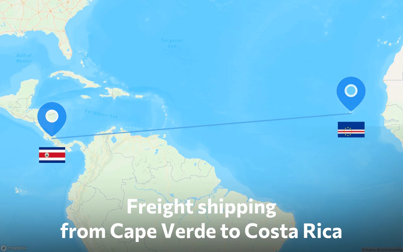 Shipping route from Cape Verde to Costa Rica