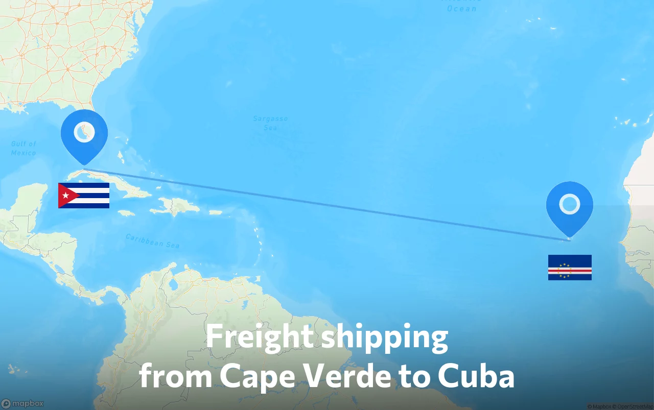 Shipping route from Cape Verde to Cuba