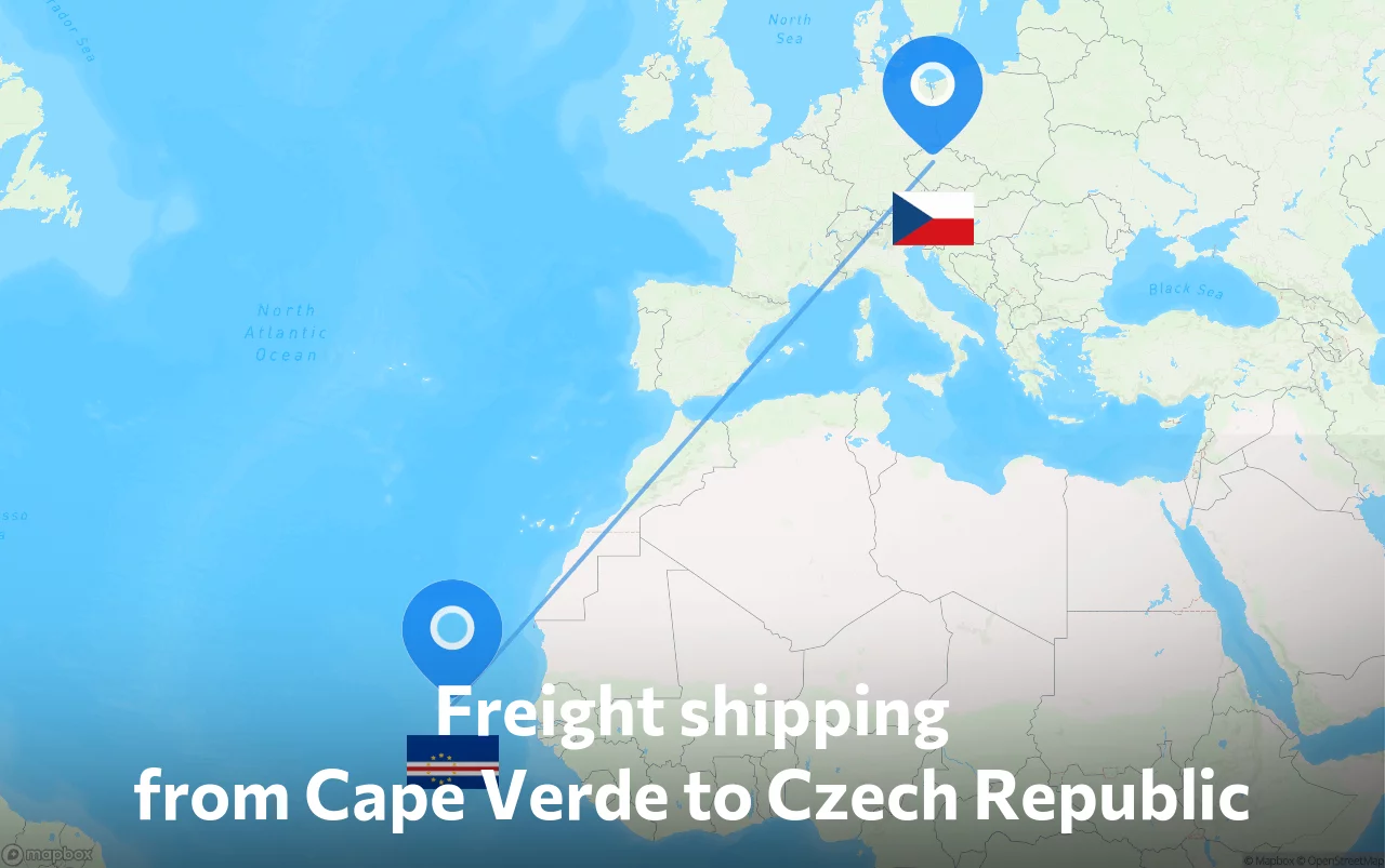Shipping route from Cape Verde to Czech Republic