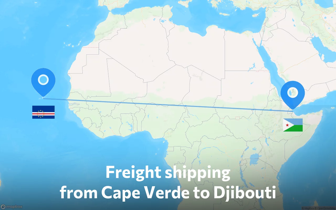 Shipping route from Cape Verde to Djibouti