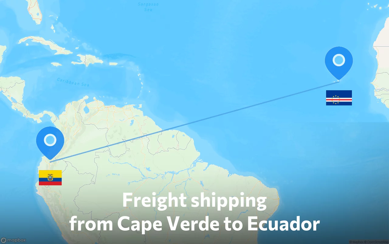 Shipping route from Cape Verde to Ecuador