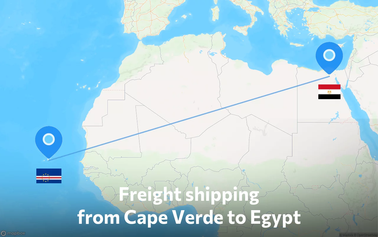 Shipping route from Cape Verde to Egypt
