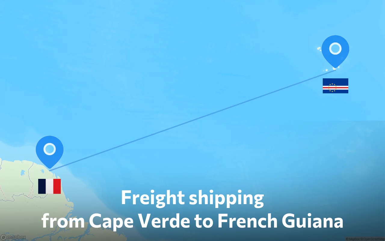 Shipping route from Cape Verde to French Guiana