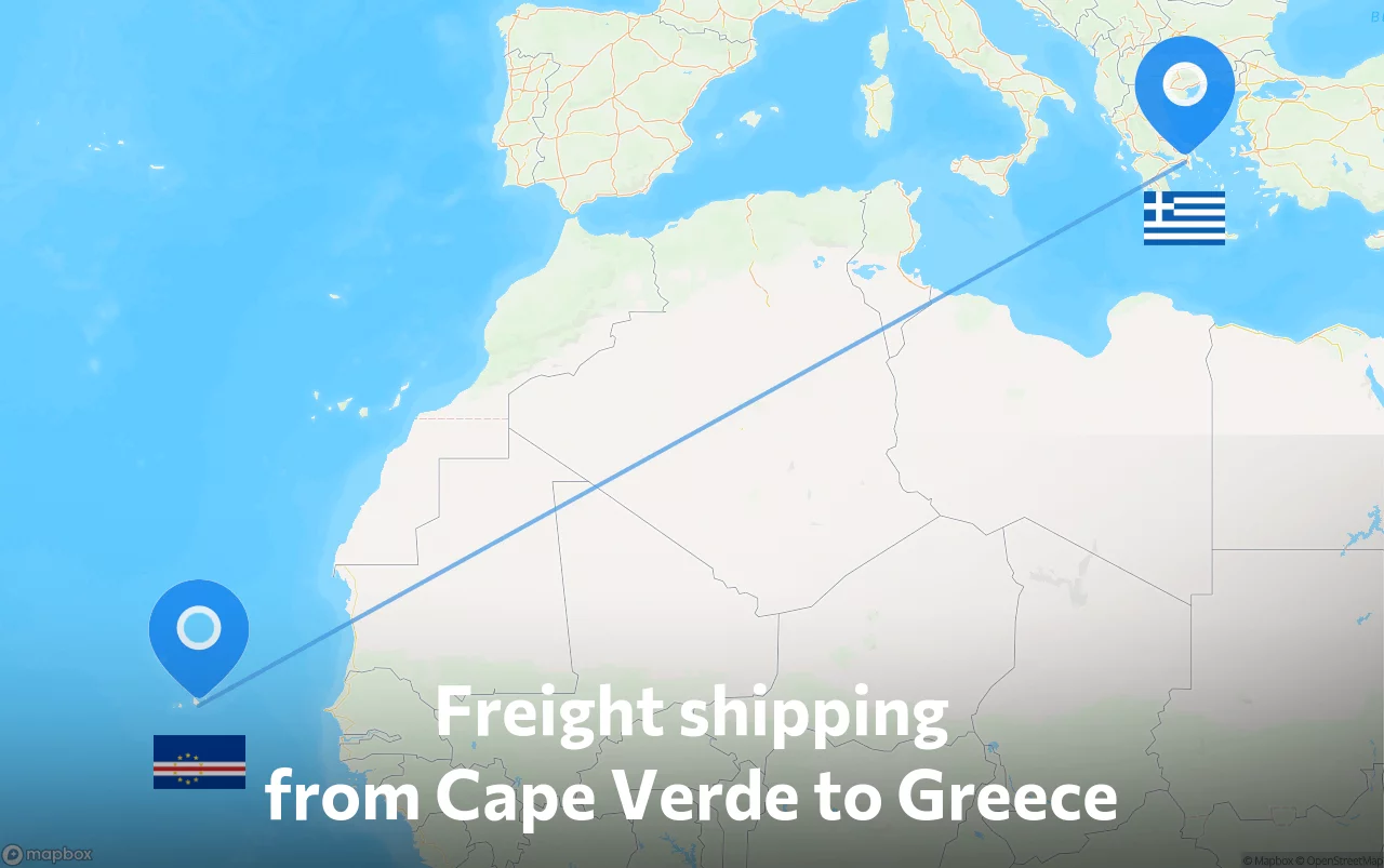Shipping route from Cape Verde to Greece