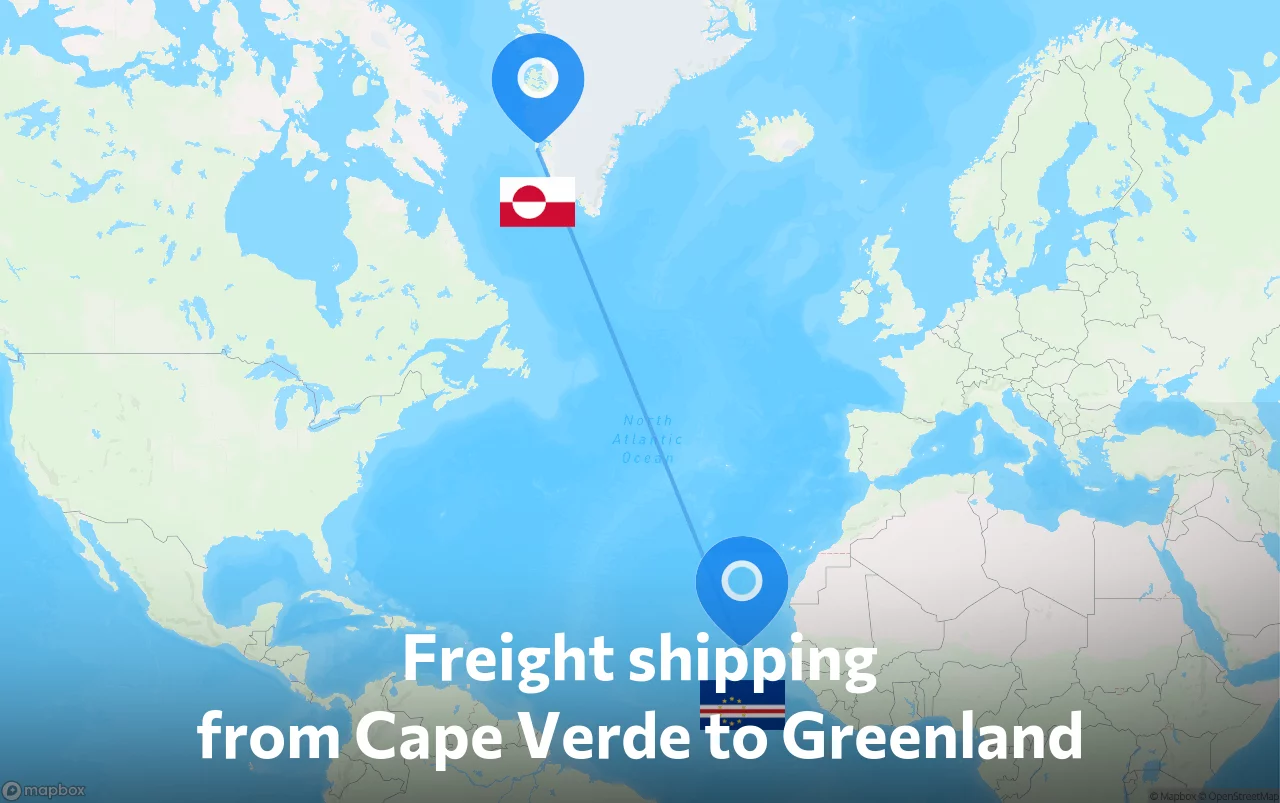 Shipping route from Cape Verde to Greenland