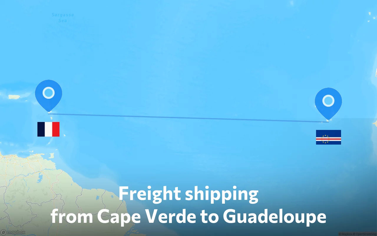 Shipping route from Cape Verde to Guadeloupe