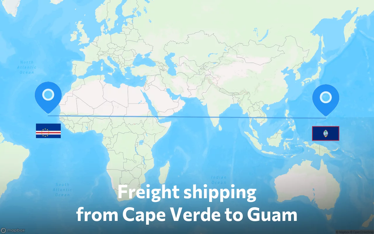 Shipping route from Cape Verde to Guam
