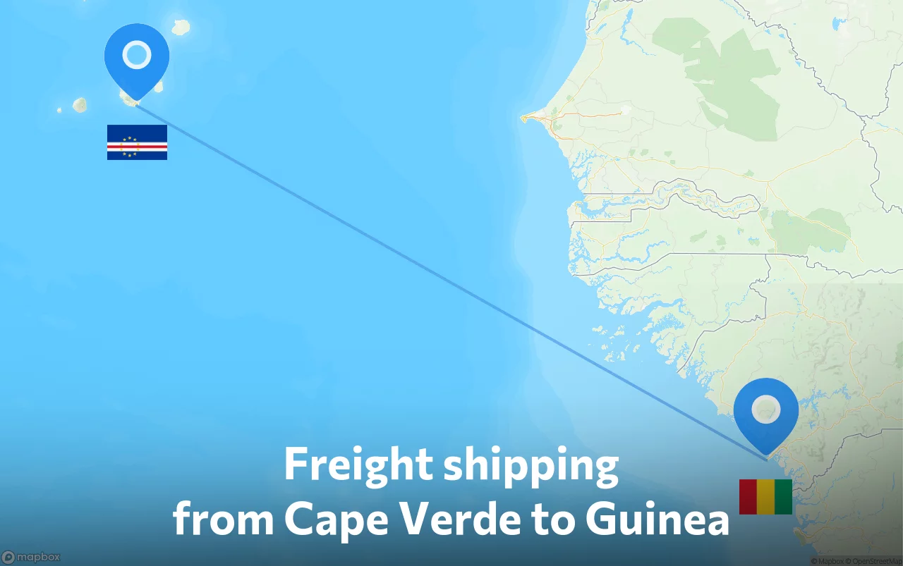 Shipping route from Cape Verde to Guinea