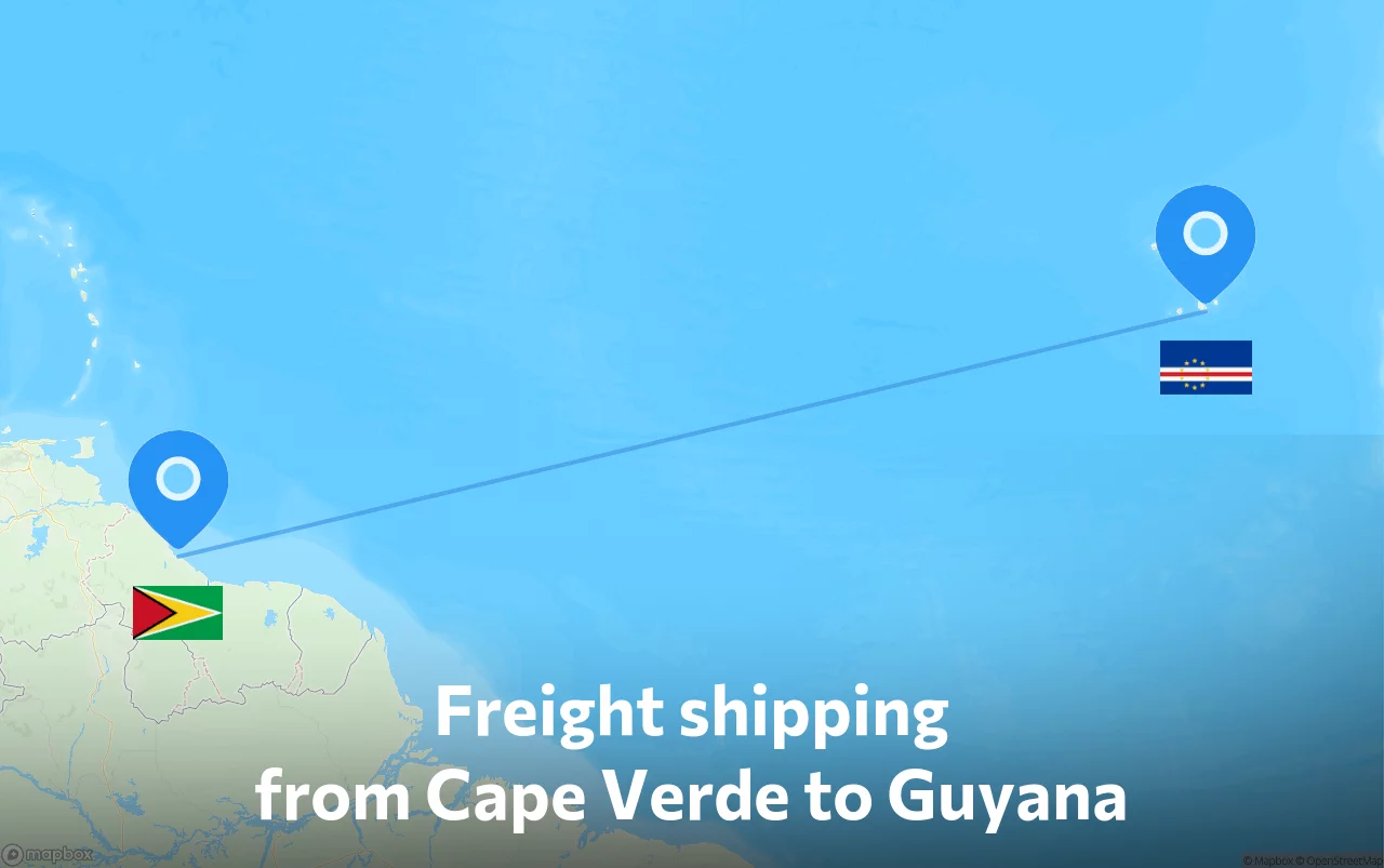 Shipping route from Cape Verde to Guyana