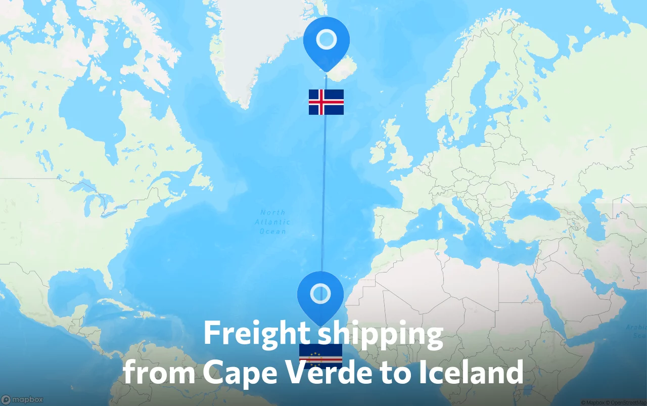 Shipping route from Cape Verde to Iceland