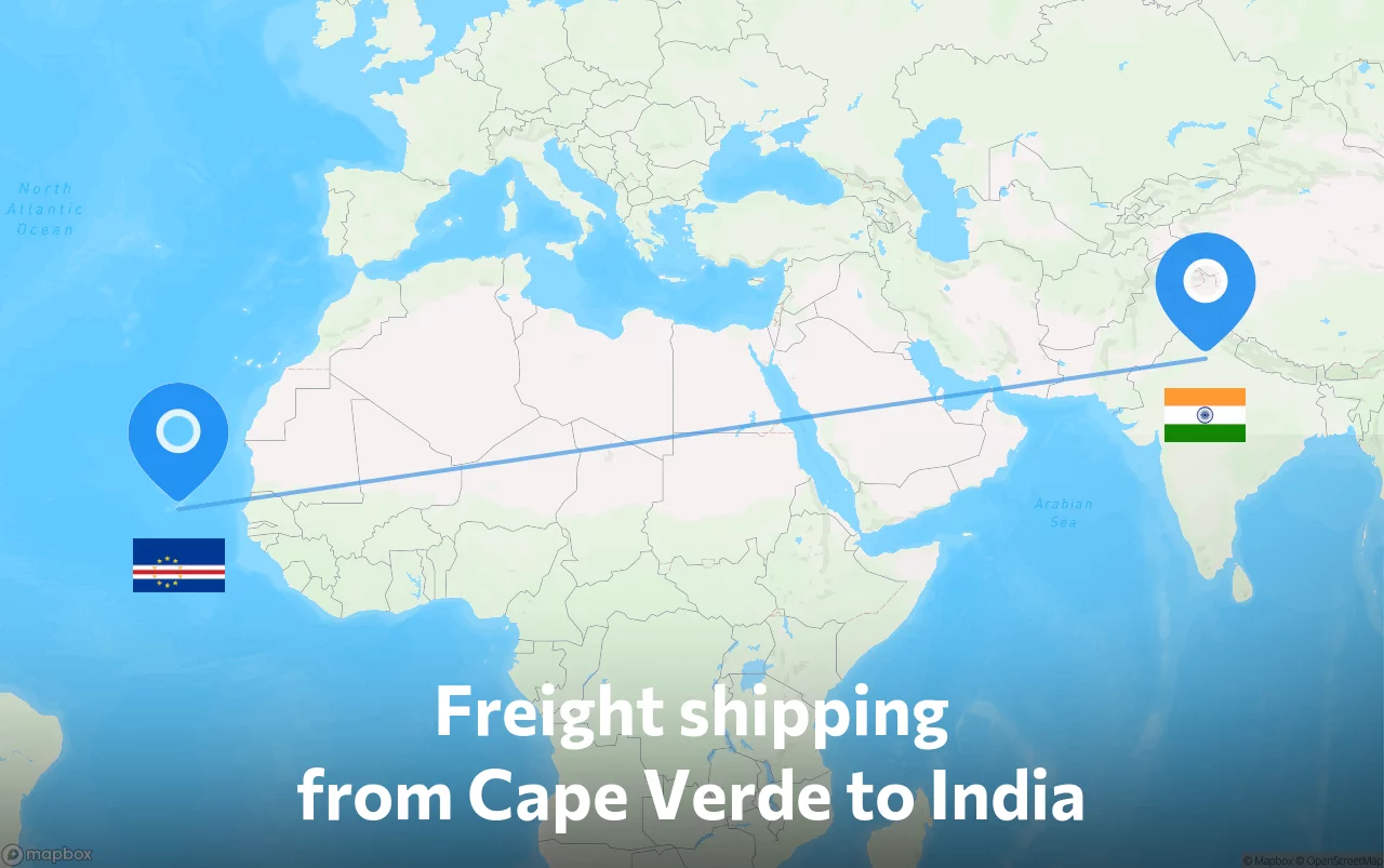 Shipping route from Cape Verde to India