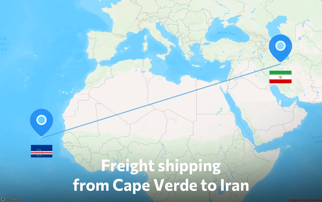 Shipping route from Cape Verde to Iran